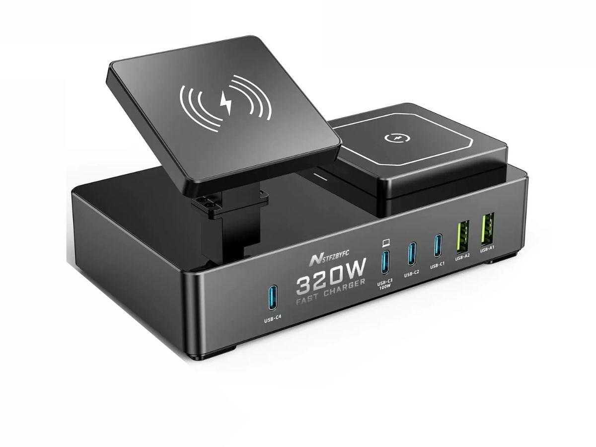 Wireless Charger 8 in 1 320W USB C Charging Station Magnetic Travel Wireless Charging Station Multiple Devices USB C Charger Block Compatible with Magsafe Iphones Apple Watch 11/10/9/8/7/6/5/4/3/2/1/Ultra 3/Ultra 2/Ultra/SE3/SE2/SE AirPods Pro/3/2/1.
